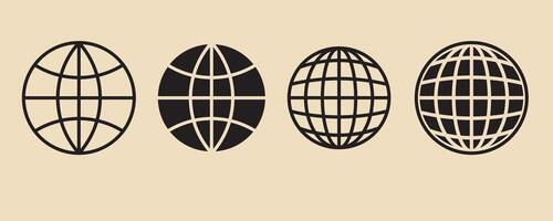 Simple line globe icon,world wide web symbol vector