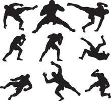 silhouettes of a man doing various poses vector