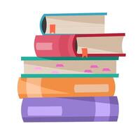 Various notebook position. Stack of books. Messy books. Materials for education, reading, literature, and scientific theme. vector
