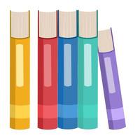Various notebook position. Stack of books. Materials for education, reading, literature, and scientific theme. vector