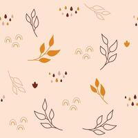 Boho baby seamless pattern with leaves rainbows drops. vector