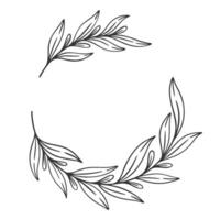 Leafy wreath with a white background. The wreath is made up of many leaves vector