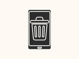 delete phone icon showing a phone with a trash bin or cross mark vector