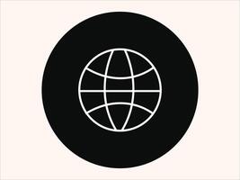 web icon featuring a globe with grid lines. vector