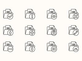 Files icon set in clean outline style design vector