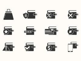 Wallet icon set in flat style vector