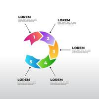 Modern flat diagram in a circular format. Great for visualizing five-phase processes in business, education, or personal planning. vector