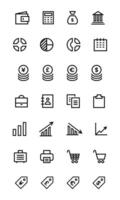 Minimalist business and finance icon set in bold line style. Perfect for apps, presentations, infographics, and web design projects. vector