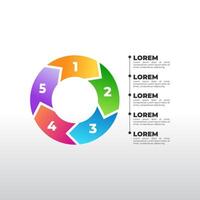A colorful 5-step circular infographic for business processes, strategy mapping, or workflow visuals. Easy to edit and perfect for modern presentations. vector