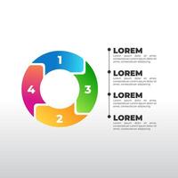 Creative round infographic with five steps in gradient arrows. Ideal for illustrating progress, growth cycles, or project development. vector