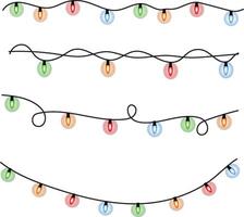 Light post with string neon effect small lamp vector