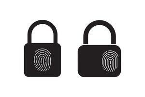 Modern Fingerprint Padlock Graphics for Tech Design - Touch ID Lock Icon Set Minimal Design vector