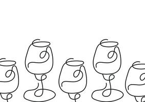 poster with a round glass for any wine drawn with several lines in line art style vector