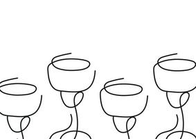 poster with drinking glasses in the shape of a tulip glass for various drinks drawn with several lines in line art style vector