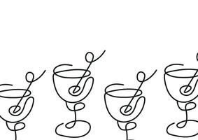 poster with a figured martini glass with an olive inside drawn with several lines in line art style vector