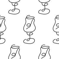pattern with a figured glass for various drinks drawn with several lines in line art style vector