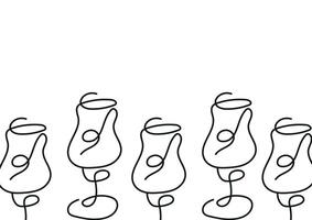 poster with a figured glass for various drinks drawn with several lines in line art style vector