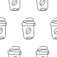 pattern with a paper cup icon for different types of coffee in line art style, for logos and other designs vector