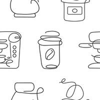 seamless pattern with icons of various tools and equipment for different types of coffee, for logos and other designs vector