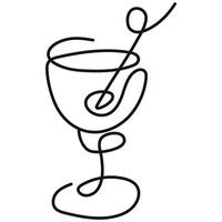 logo of a figured martini glass with an olive inside, drawn with several lines in line art style vector