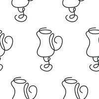 pattern with a figured glass for various coffees drawn with several lines in line art style vector