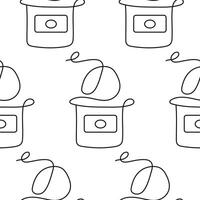 pattern with a coffee grinder icon for grinding coffee beans to prepare different types of coffee in line art style, for logos and other designs vector