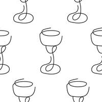 pattern with drinking glasses in the shape of a tulip glass for various drinks drawn with several lines in line art style vector