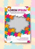 Annual report brochure, Jigsaw puzzle, flyer design, Leaflet cover presentation abstract flat background, book cover templates. vector
