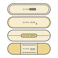 Simple Click Here Button. Click Here Button Icon on White Background. Click Here Button Collection. vector