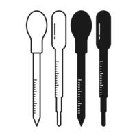 Medical Test Pipette Black Flat and Outline Style. Simple Pipette Line Art. Pipette Icon. vector