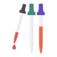 Pipette Research Tool for Taking Samples. Simple Pipette Icon. Pipette Filled with Liquid. vector