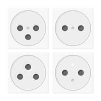 Wall Electrical Socket on White Background. Different Types of Electrical Sockets. Icon Electrical Socket. vector