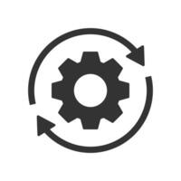 Work flow process gear cog wheel with circle arrows icon. vector