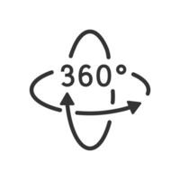 360 degree rotation arrows line icon isolated flat design. vector