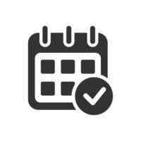 Calendar with check mark icon isolated flat style. vector