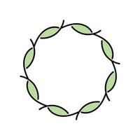 Hand drawn green floral frames with leaves isolated flat style. vector