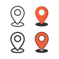 Set of map pin icon isolated flat style. vector