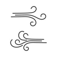 Blowing wind line icon isolated flat design vector