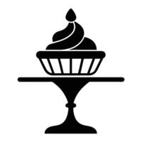 a black and white illustration of a cake on a pedestal vector