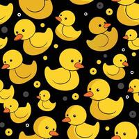 a pattern with yellow ducks on a black background vector