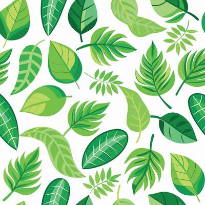 a seamless pattern with green leaves