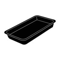 a black rectangular tray with a handle on it vector