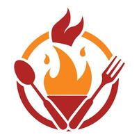 a logo for a restaurant with a fork and spoon vector