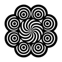 a black and white design of a flower with spiral patterns vector