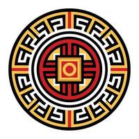 a circular design with a red, yellow and black design vector