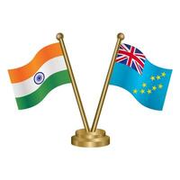 India and Tuvalu table flag relation. vector