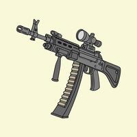 Editable Rifle with Optic Scope and Grip High Quality Illustration vector