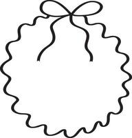 Wavy Circle Frame with Bow vector