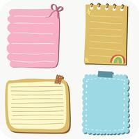Set of pastel sticky notes paper memo pads vector