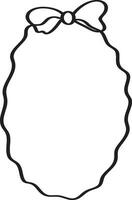 Scalloped Oval Frame with Bow outline vector